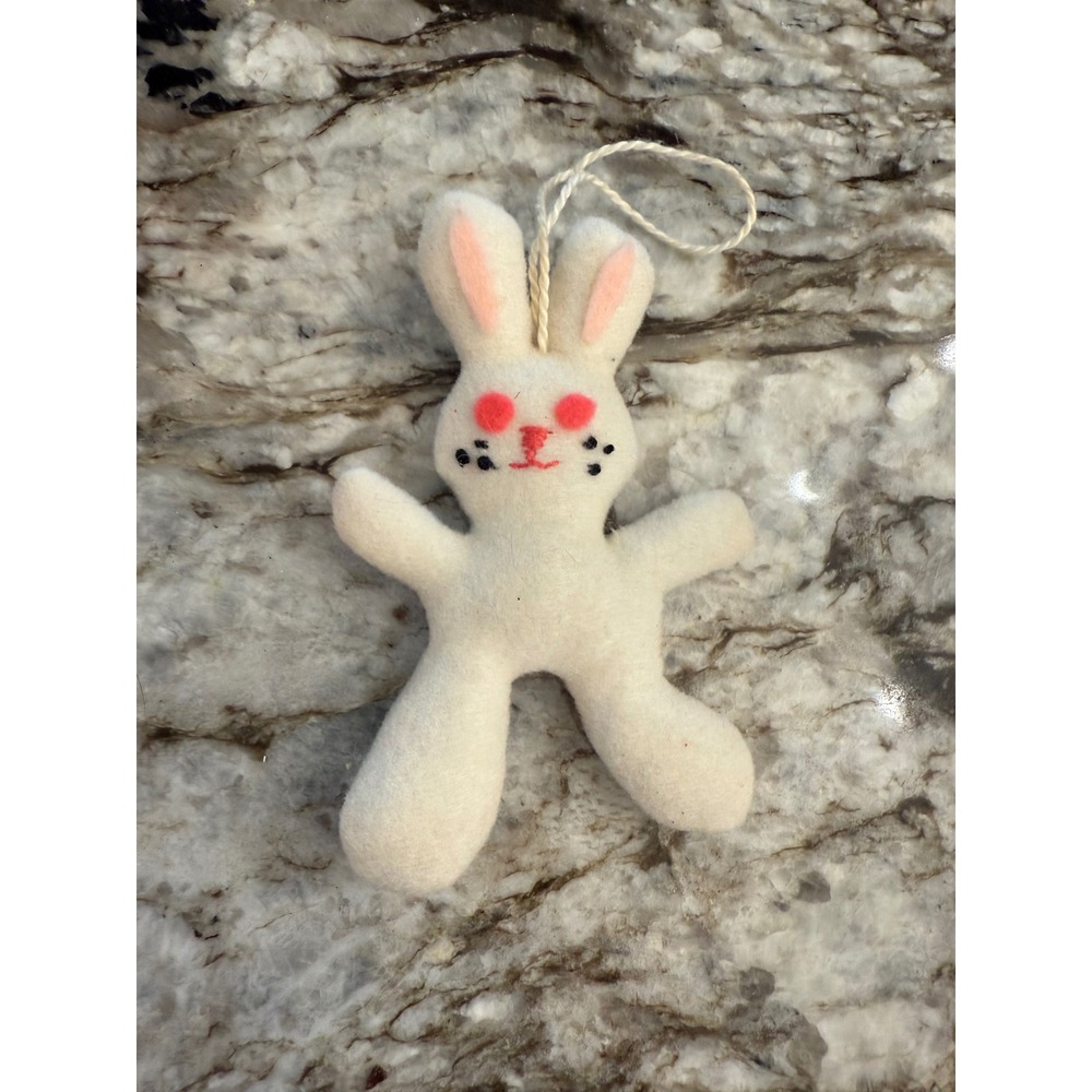 Vintage Felt Bunny Rabbit Ornament Decoration Pink‎ Nose Holiday